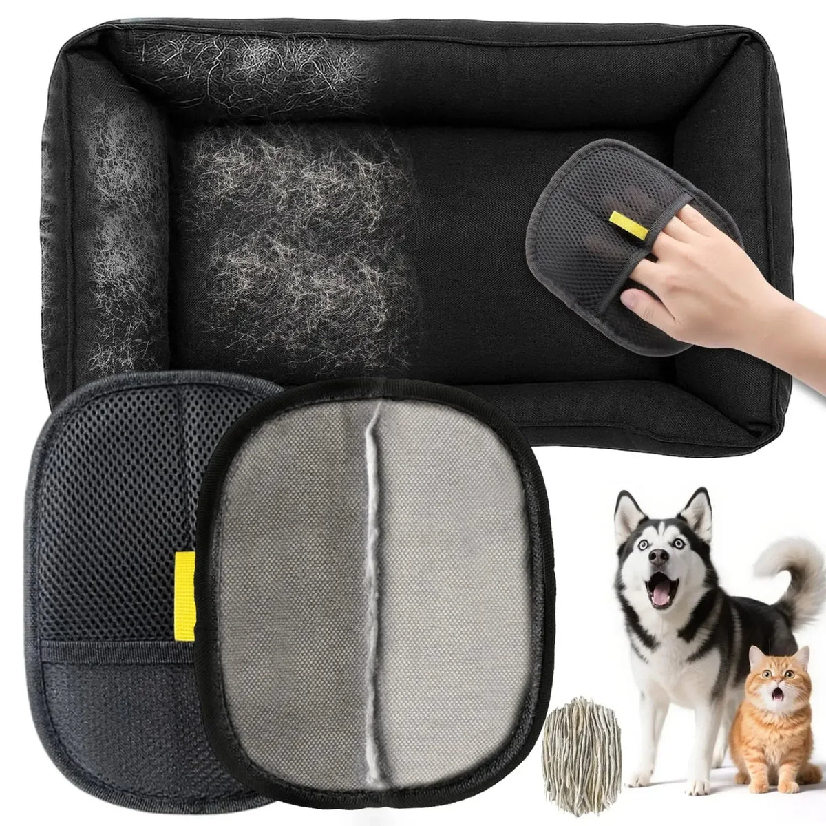 Pet hair removal grooming gloves for dogs and cats