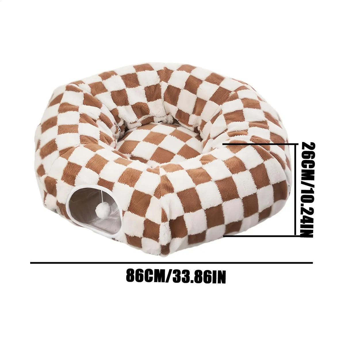 Donut tunnel bed with interactive ball and washable cushion for cats