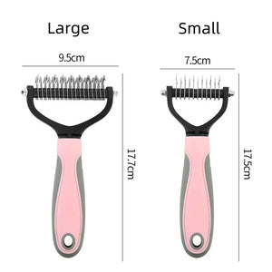Two-sided stainless steel deshedding comb for dogs and cats