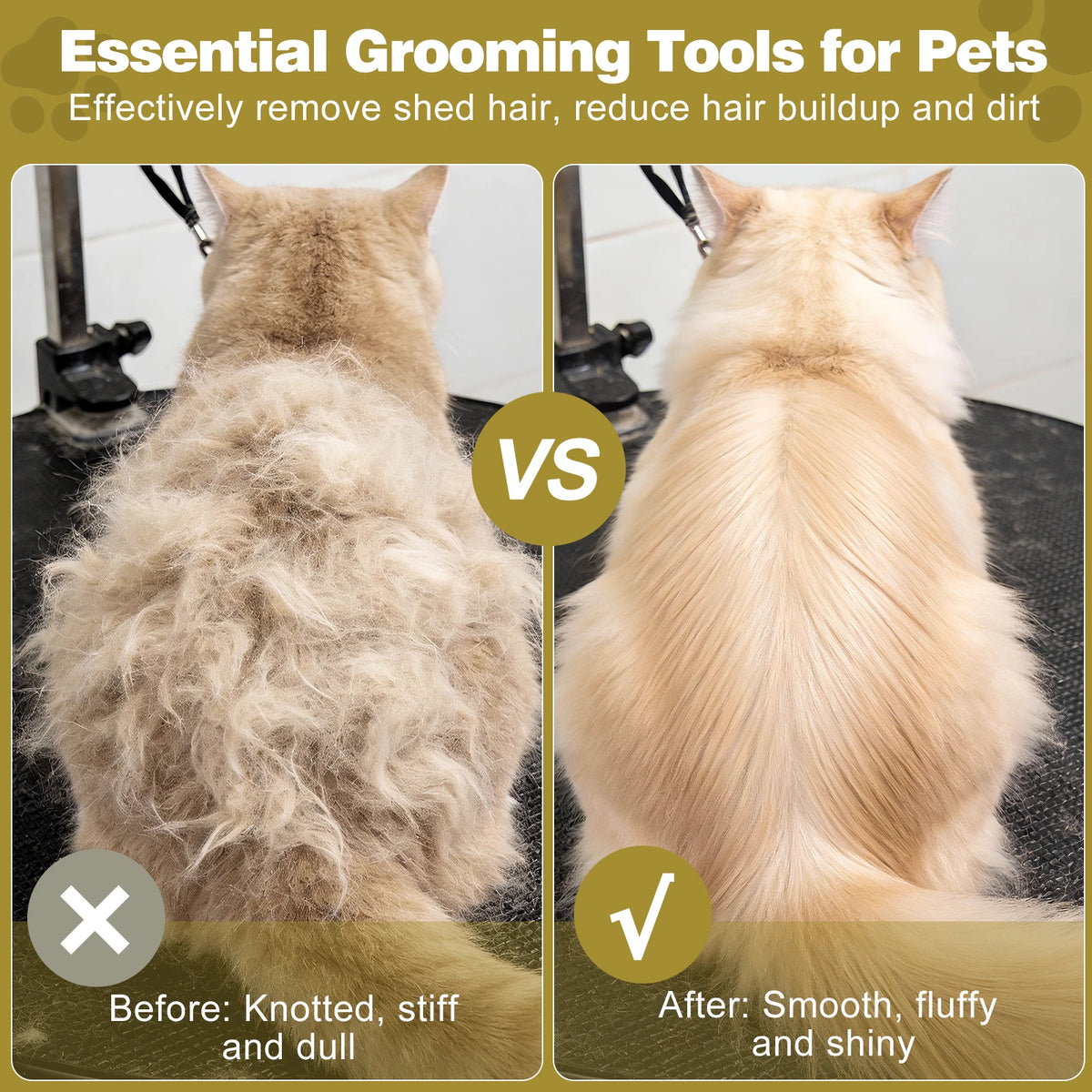 Stainless steel deshedding brush with wooden handle for dogs and cats