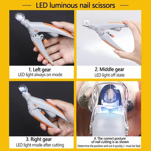 LED nail clippers for trimming dog and cat claws