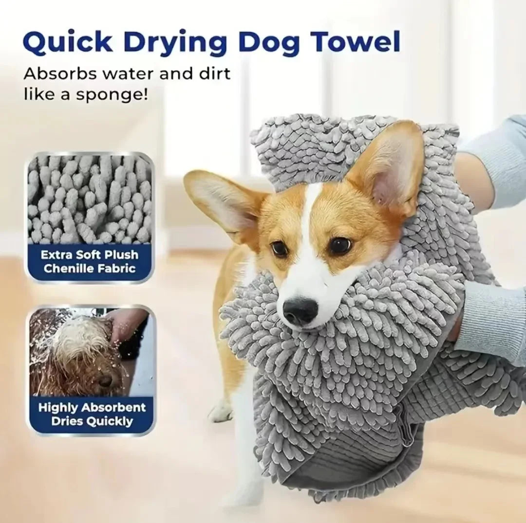Quick-dry coral fleece bath towel for dogs and cats