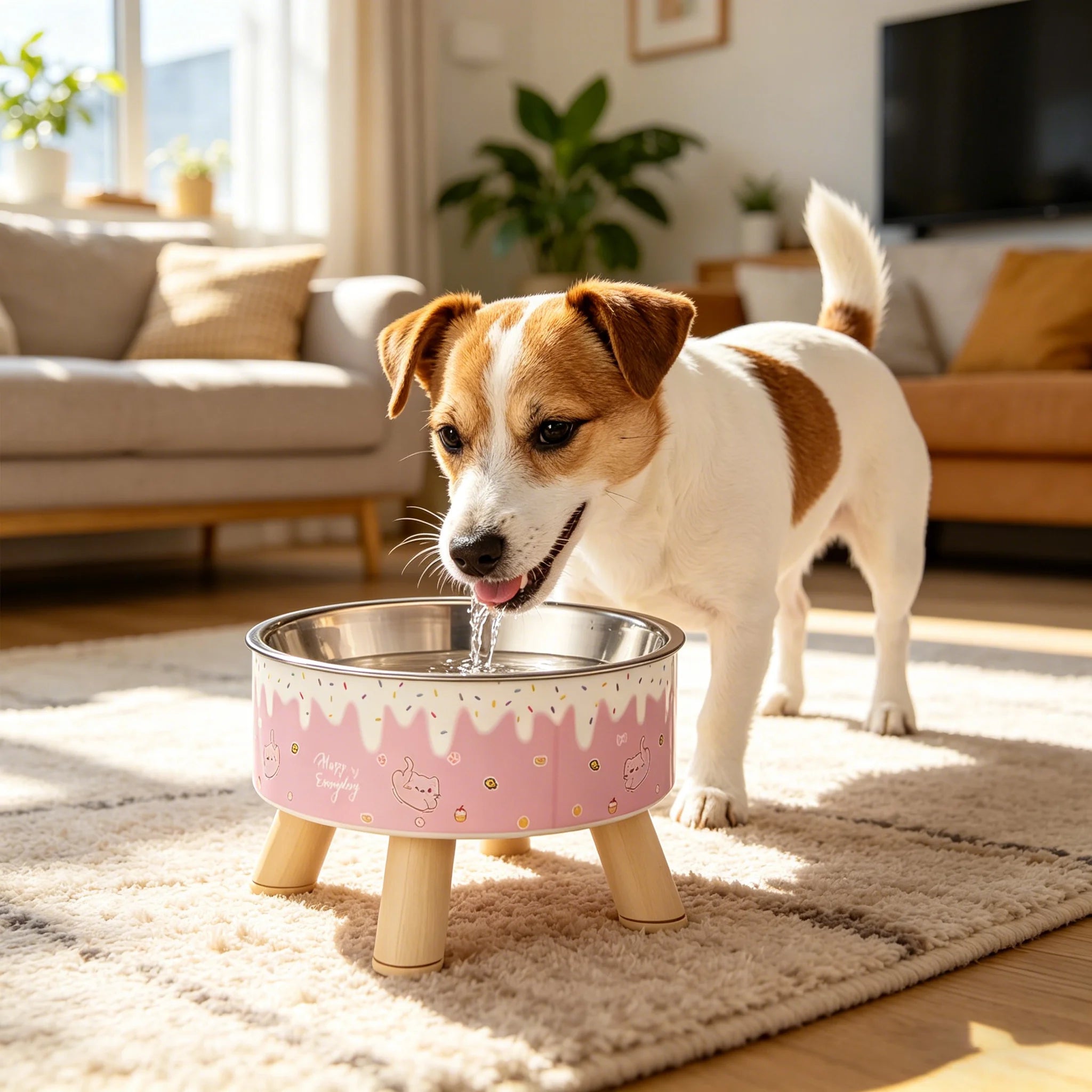 Elevated ice cream design stainless steel feeding bowl for dogs and cats
