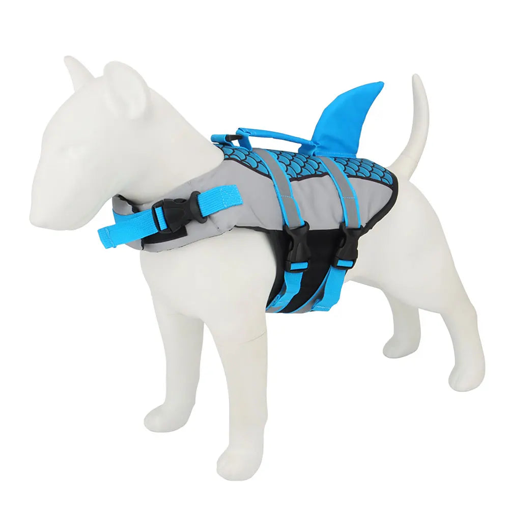 Shark-print swim vest life jacket for dogs
