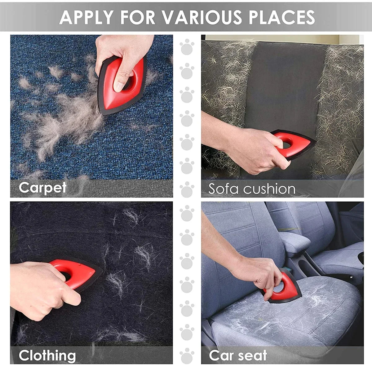 4-mode reusable pet hair remover brush for dogs and cats