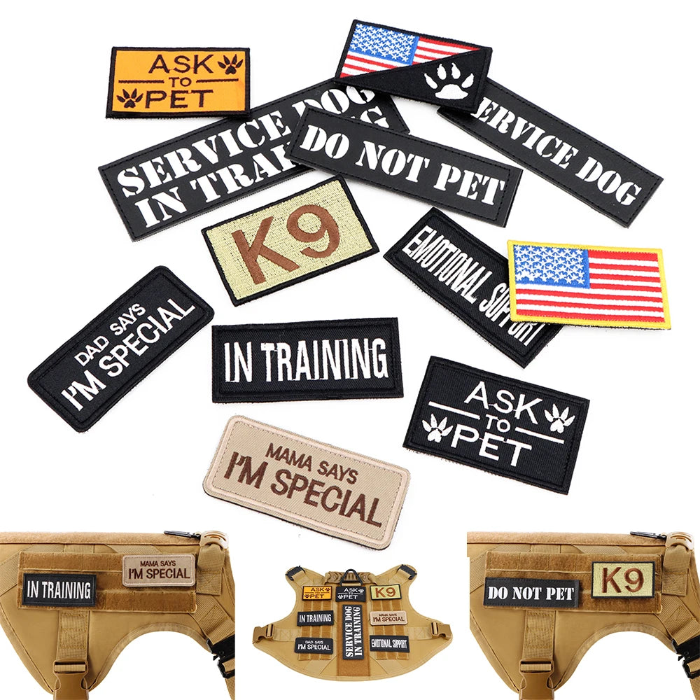 Hook-and-loop ID patches for tactical dog harnesses and vests
