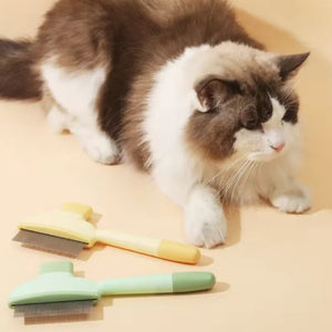 Stainless steel grooming comb for removing loose hair from dogs and cats