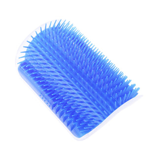 Wall-corner self-grooming brush for cats