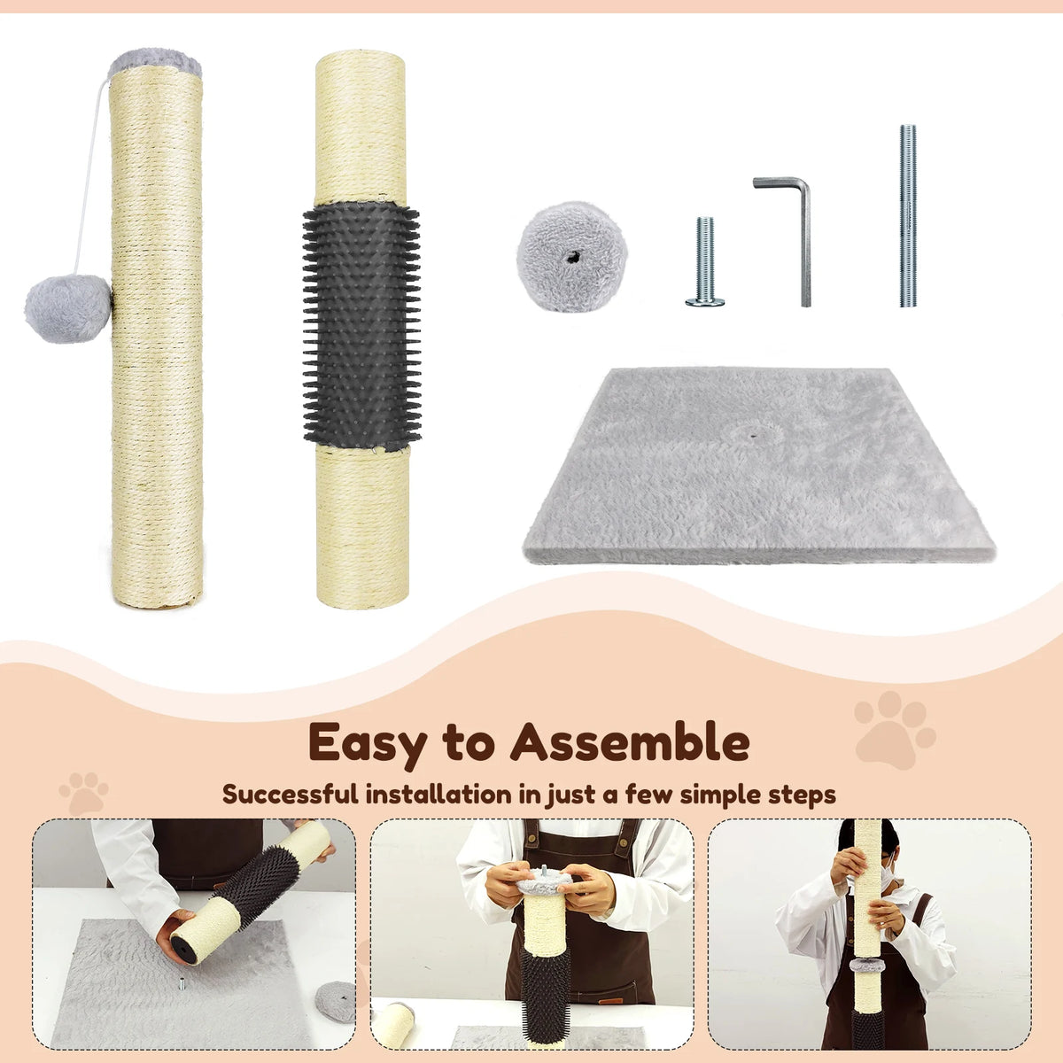Tall cat scratching post and climbing tower for indoor cats
