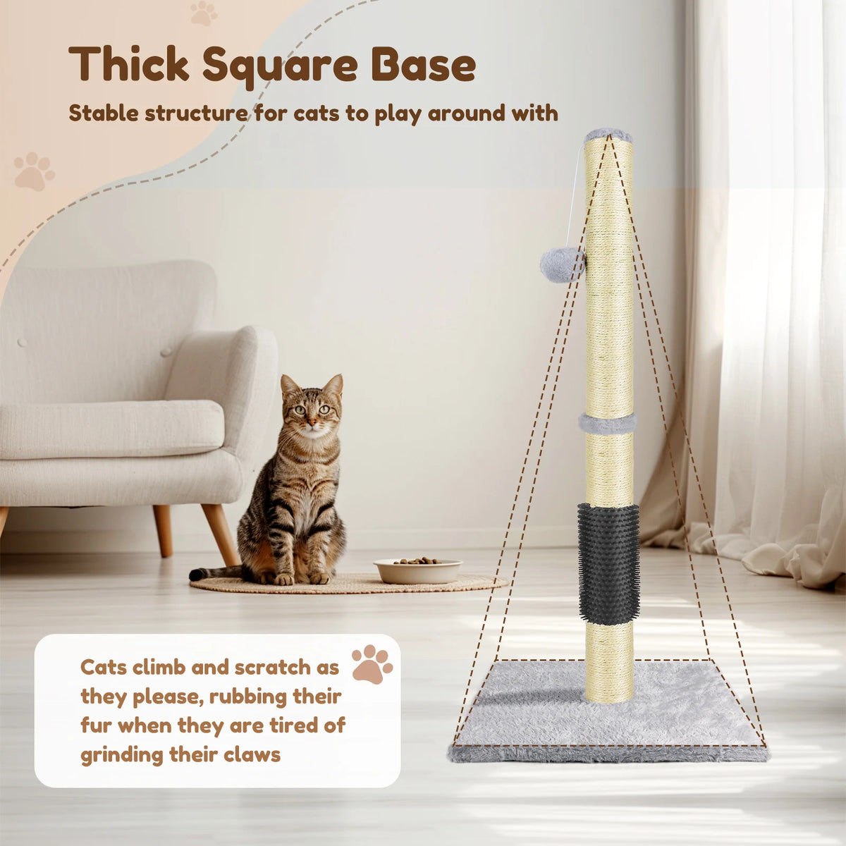 Tall cat scratching post and climbing tower for indoor cats