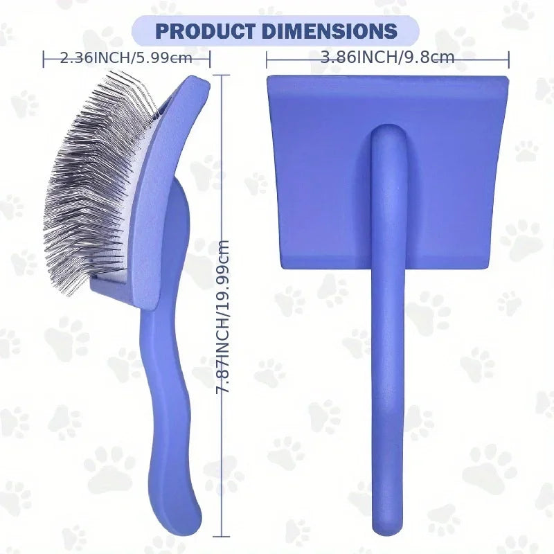 Extra-long pin slicker brush for thick or curly dog and cat coats