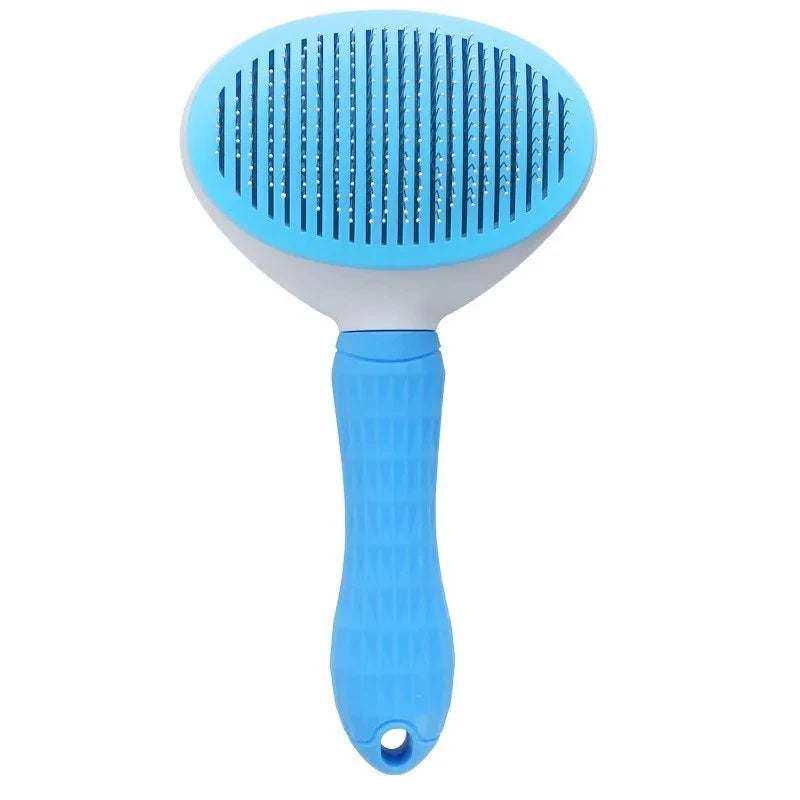 Self-cleaning hair removal grooming brush for dogs and cats
