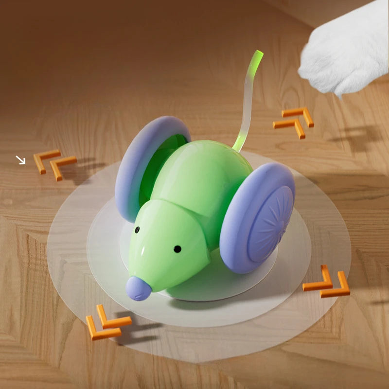 Rechargeable electric mouse toy with obstacle avoidance for cats