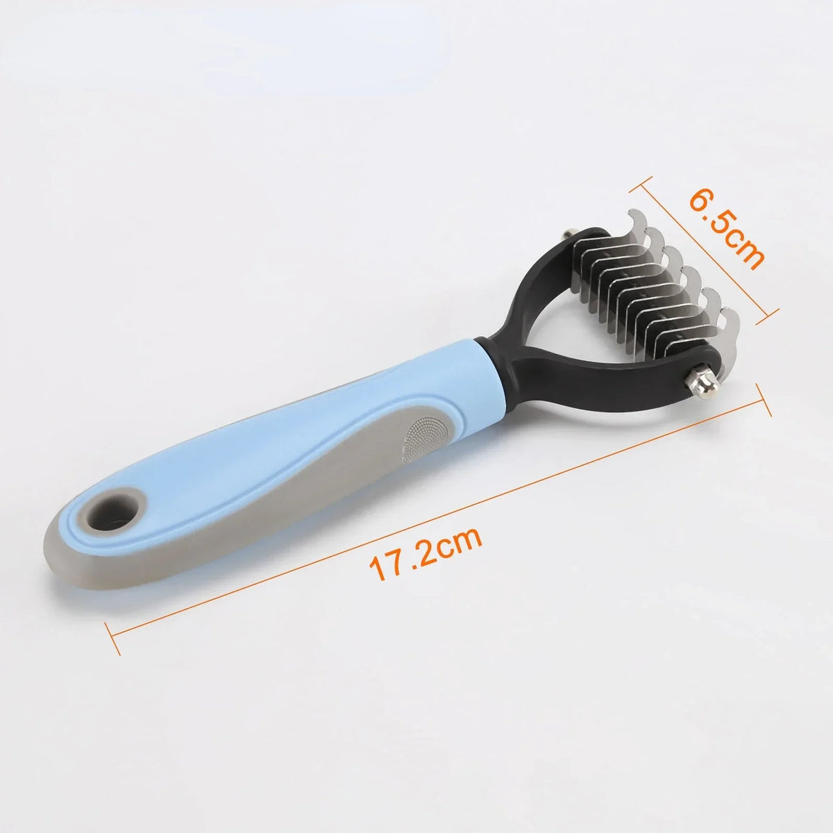 Two-sided stainless steel deshedding comb for dogs and cats