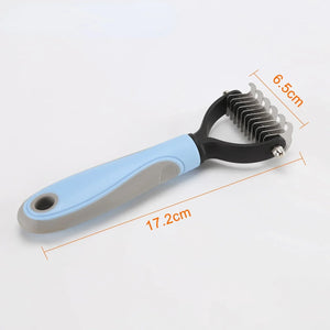 Two-sided stainless steel deshedding comb for dogs and cats