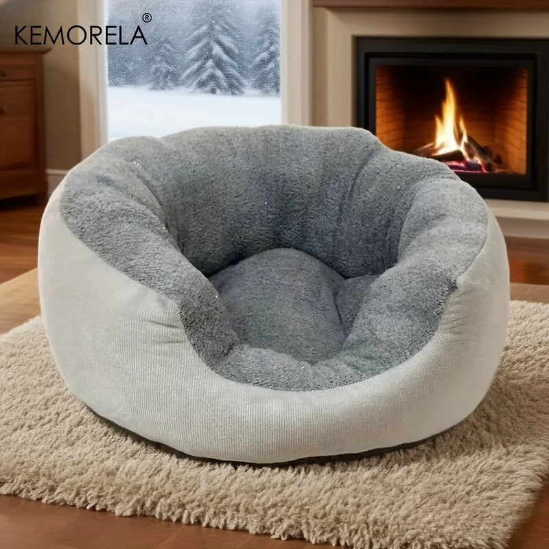 Plush orthopedic pet bed with backrest for cats and small dogs