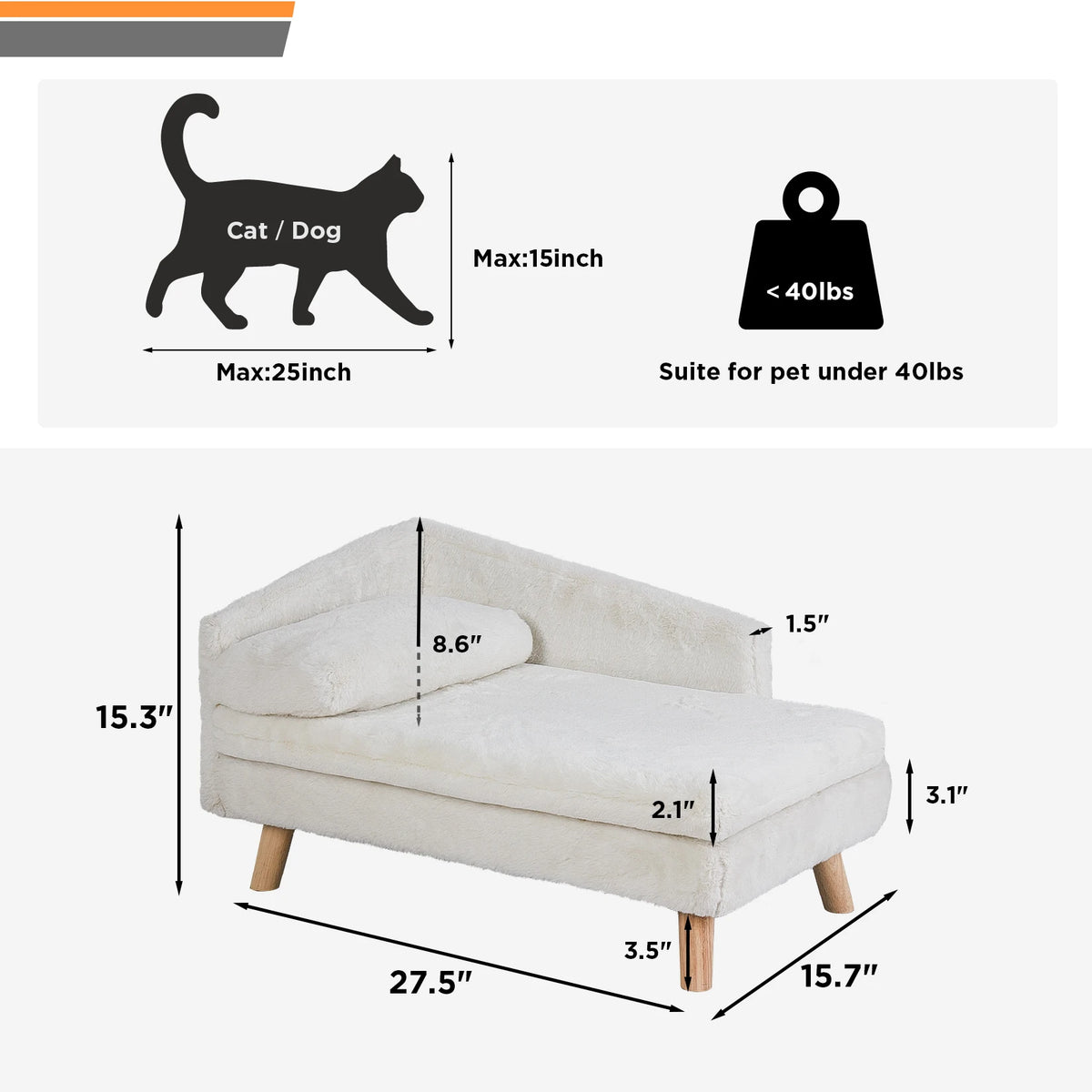 Elevated Nordic-style pet bed with wood legs for small dogs and cats
