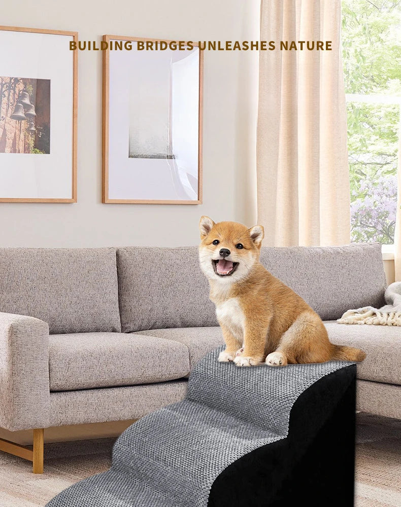 Foldable non-slip pet steps and ramp for dogs and cats