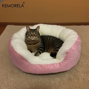 Plush orthopedic pet bed with backrest for cats and small dogs