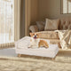 Elevated Nordic-style pet bed with wood legs for small dogs and cats