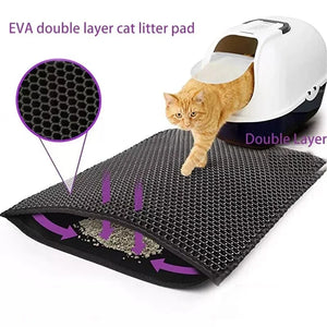 Double-layer waterproof litter trapping mat for cats