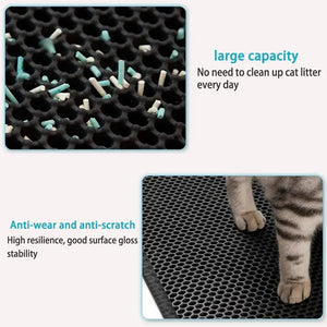 Double-layer waterproof litter trapping mat for cats