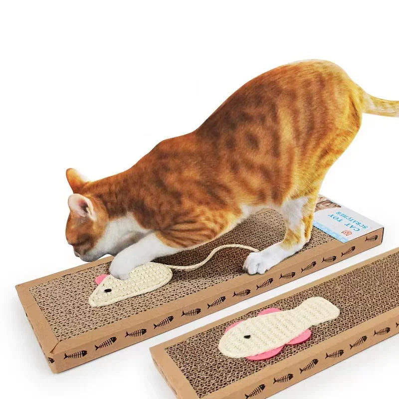 Cardboard Cat Scratcher Board with Mouse Toy