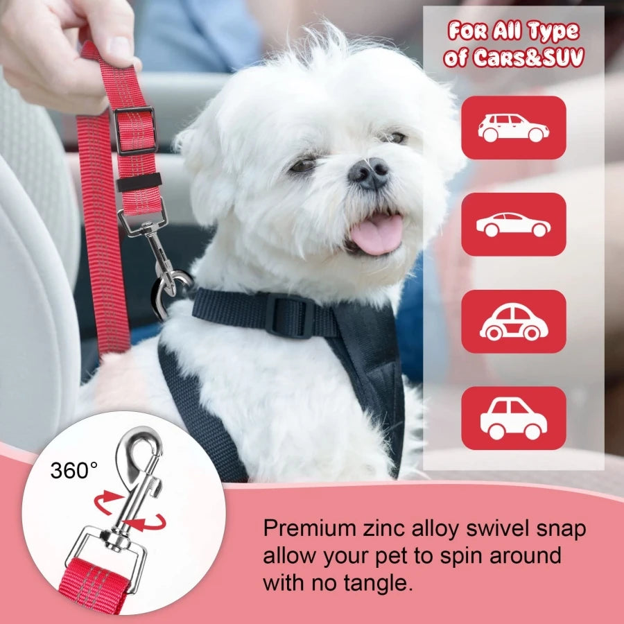 Elastic reflective nylon car seatbelt leash for dogs