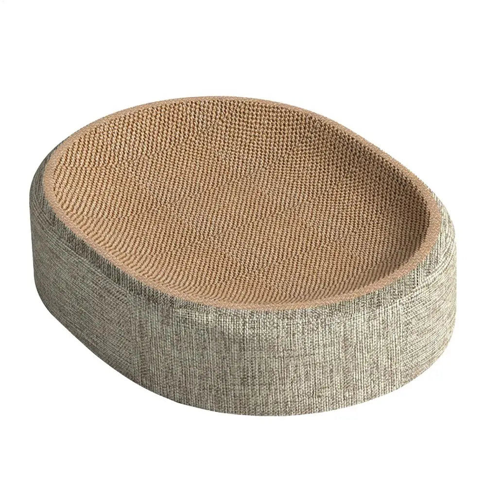 Oval sisal scratcher bed and lounger for indoor cats