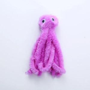 Bite-resistant plush octopus toy for cats