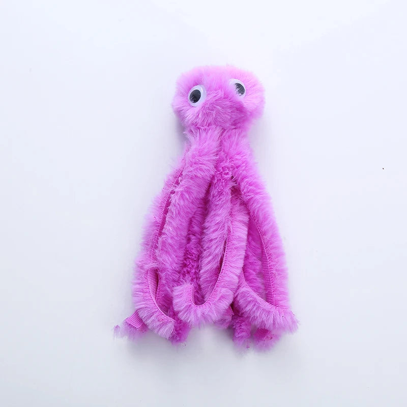 Bite-resistant plush octopus toy for cats