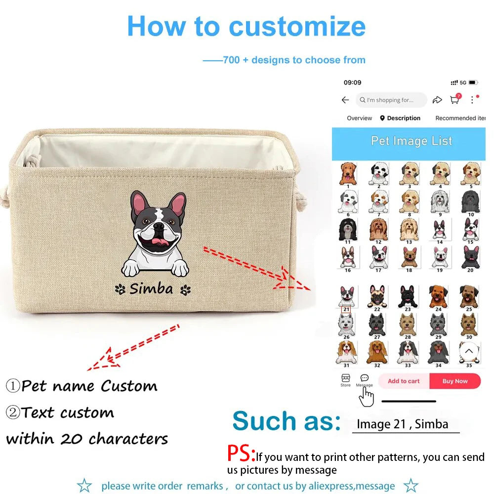 Pet Toy Storage Basket — Collapsible Organizer