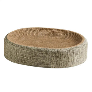 Oval sisal scratcher bed and lounger for indoor cats