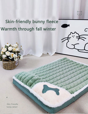 Corduroy sofa-style dog bed with removable washable cover