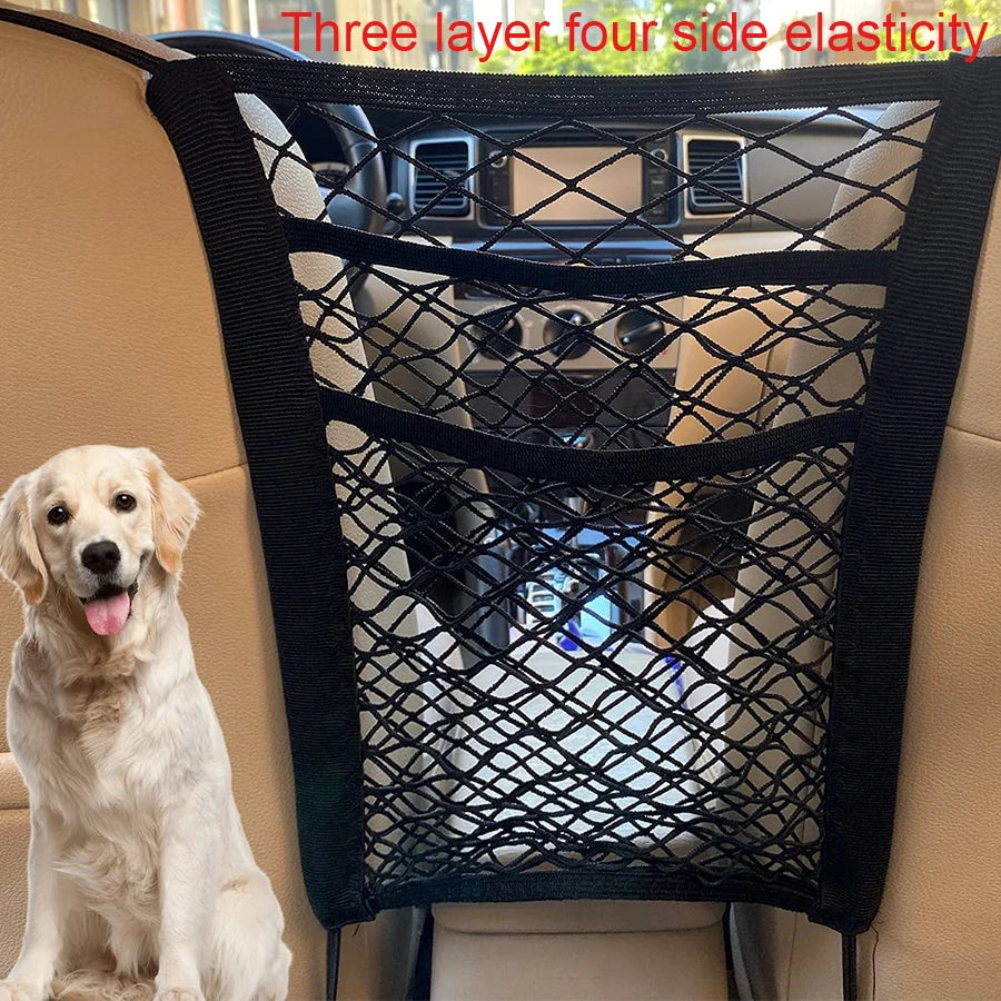Mesh car back seat barrier for dogs