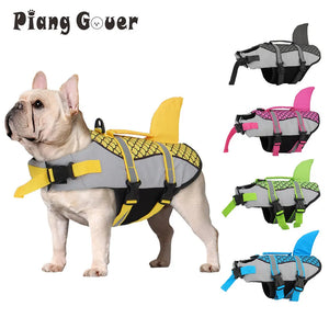 Shark-print swim vest life jacket for dogs