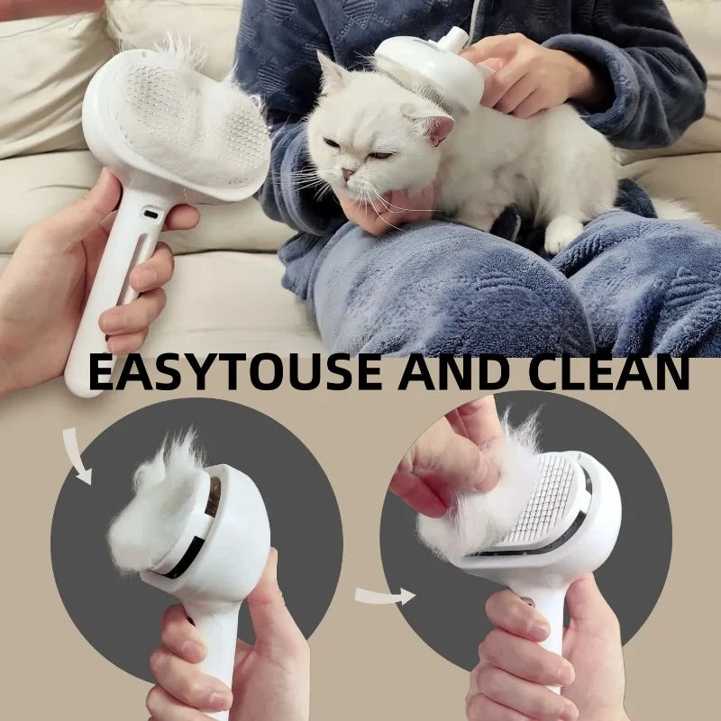Rechargeable misting grooming comb for dogs and cats