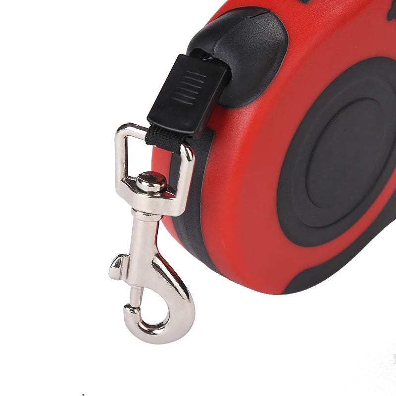 Retractable nylon dog leash with adjustable 3m or 5m length