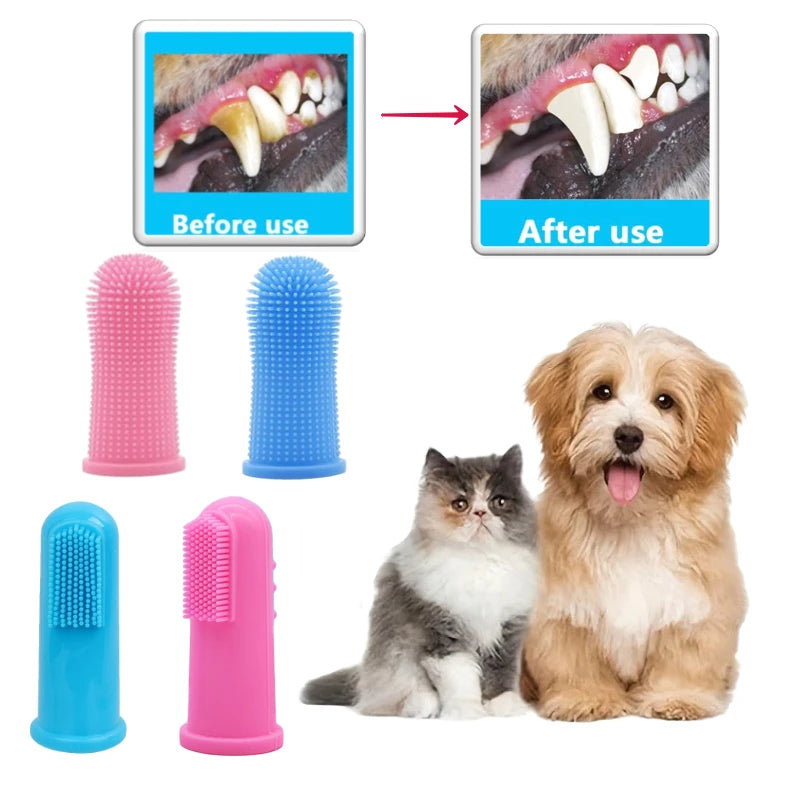 3-sided plastic toothbrush for dog and cat dental care