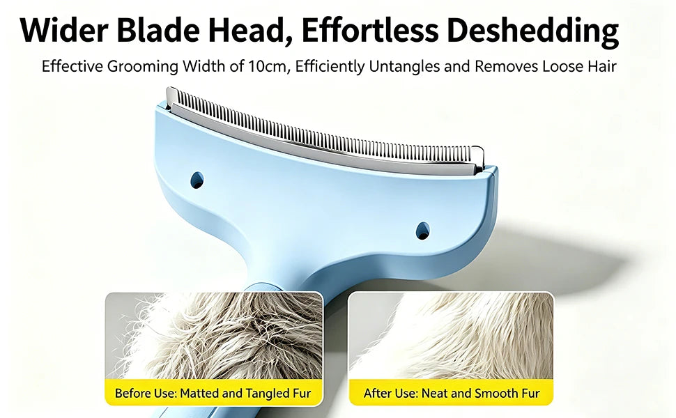 Curved deshedding grooming comb for dogs and cats