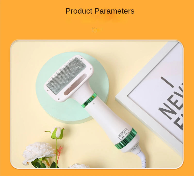 Electric 2-in-1 hair dryer and grooming comb for dogs and cats
