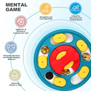 Interactive slow feeder puzzle bowl for dogs
