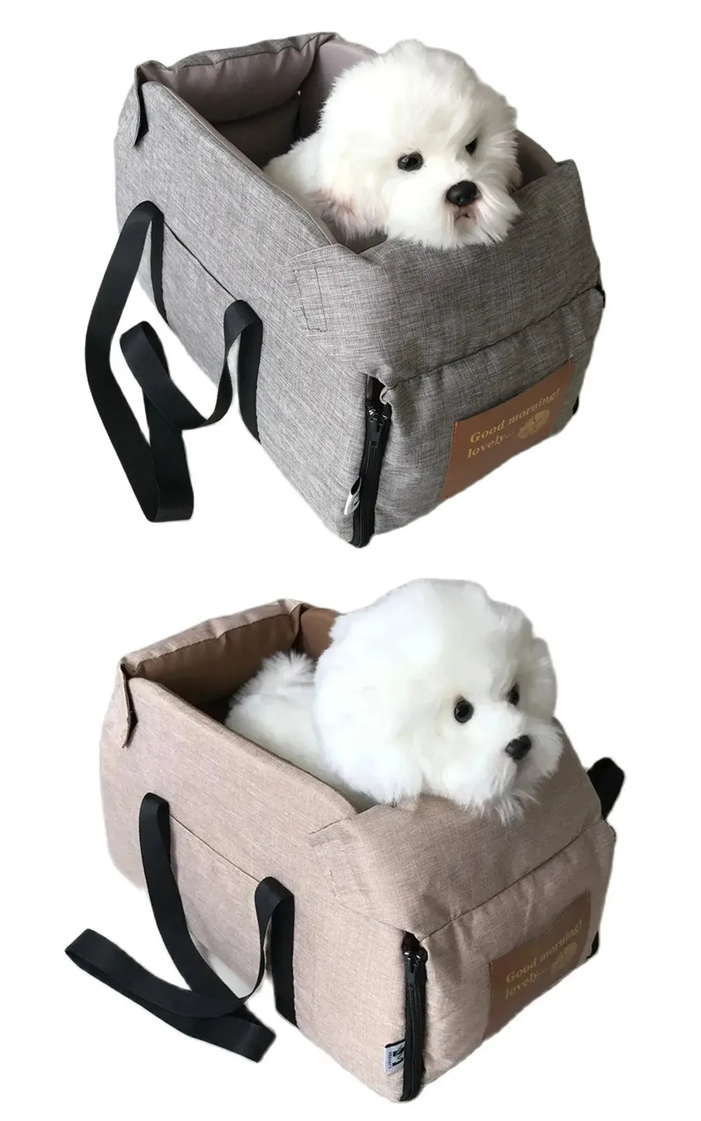 Padded car booster seat with washable cover for small dogs