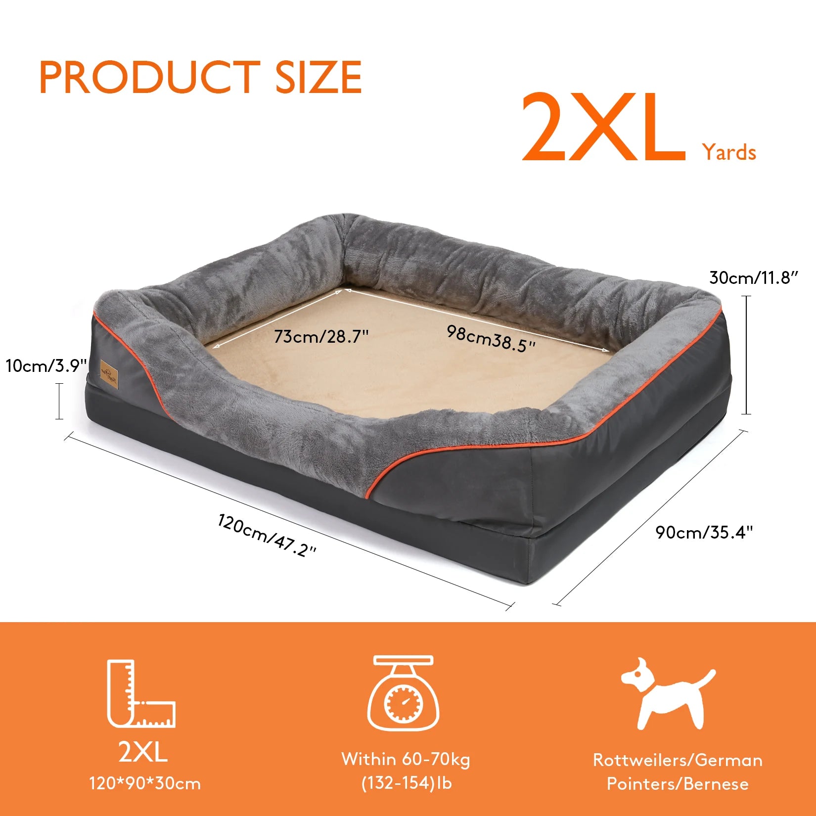 Large fleece dog bed with removable washable waterproof cover