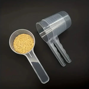 Plastic pet food measuring spoon with 50g/100ml scale