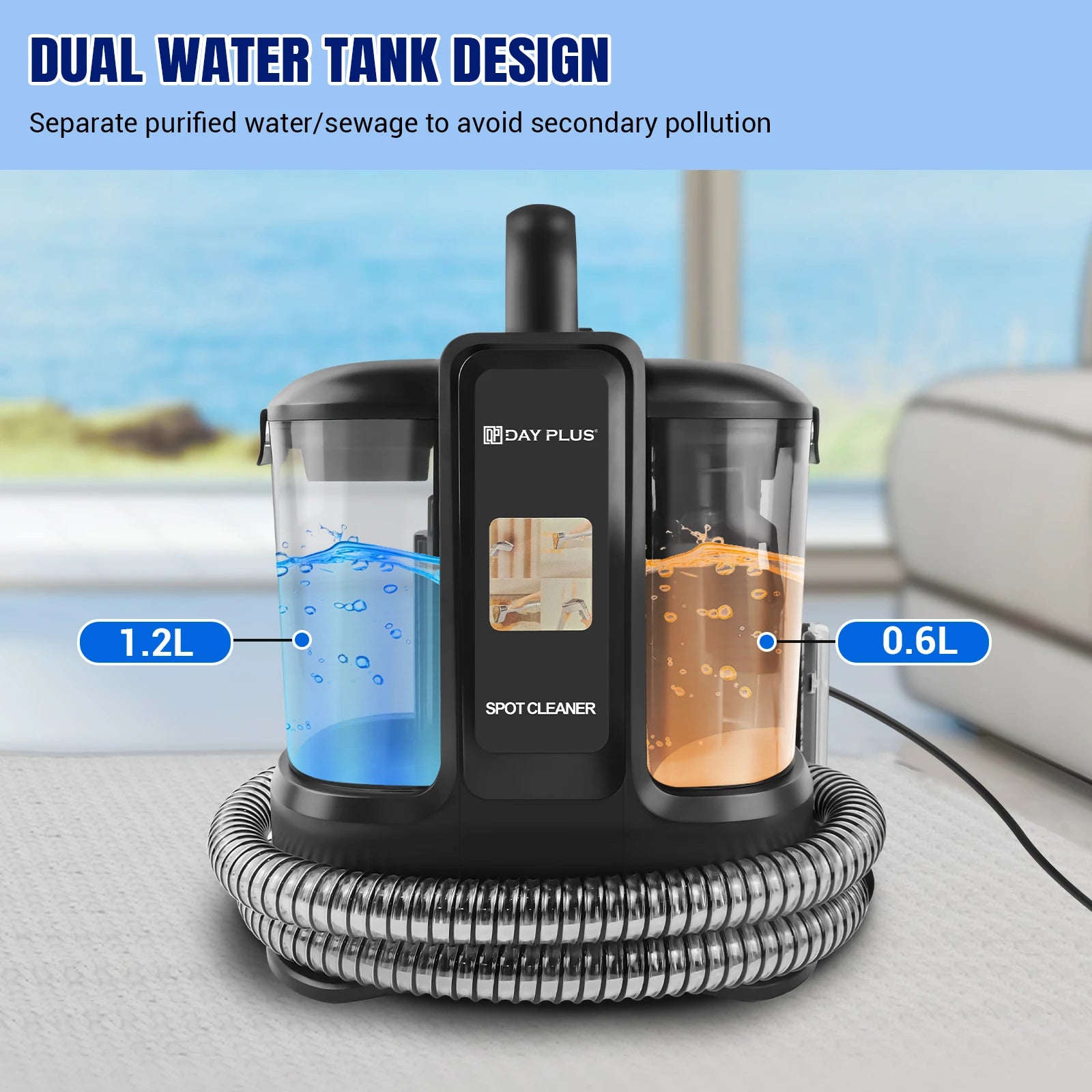 Portable spot and stain cleaning machine for pet messes and upholstery