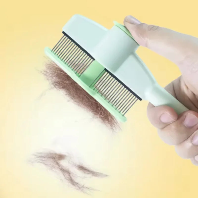 Stainless steel grooming comb for removing loose hair from dogs and cats