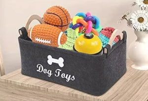 Felt storage basket for pet toys and accessories