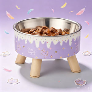 Elevated ice cream design stainless steel feeding bowl for dogs and cats