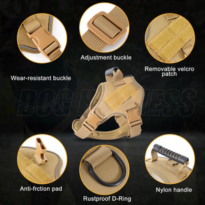 Reflective tactical-style training vest harness for dogs